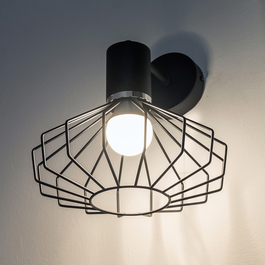 Sienas lampa SOLANO 1xE27/15W/230V melna/spīdīgs hroms