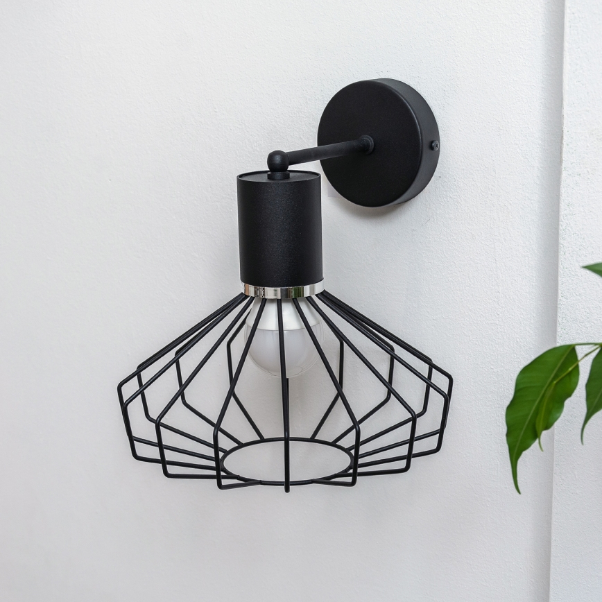 Sienas lampa SOLANO 1xE27/15W/230V melna/spīdīgs hroms