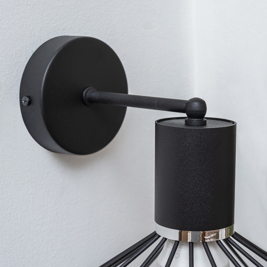 Sienas lampa SOLANO 1xE27/15W/230V melna/spīdīgs hroms