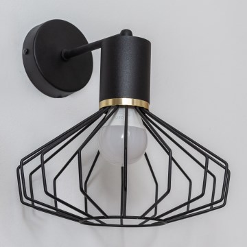 Sienas lampa SOLANO 1xE27/15W/230V melna/zelta