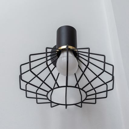 Sienas lampa SOLANO 1xE27/15W/230V melna/zelta