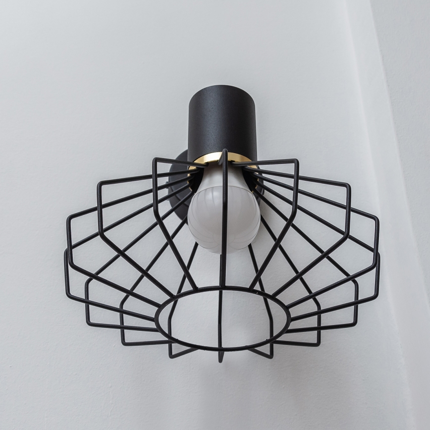 Sienas lampa SOLANO 1xE27/15W/230V melna/zelta