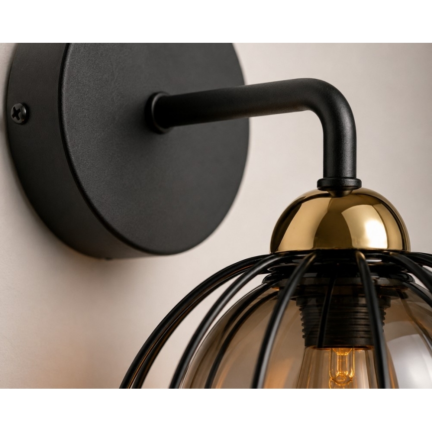 Sienas lampa SOLO BLACK 1xE27/60W/230V melna/zelta