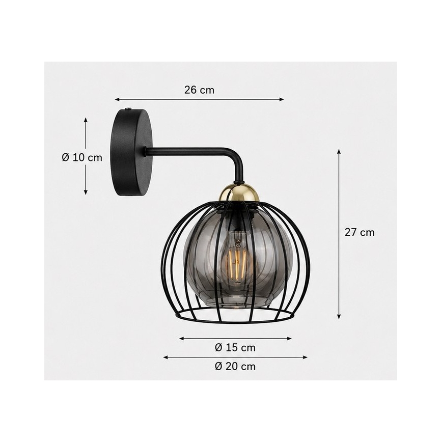 Sienas lampa SOLO BLACK 1xE27/60W/230V melna/zelta