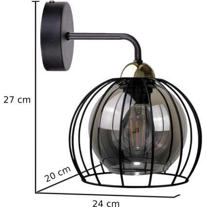 Sienas lampa SOLO BLACK 1xE27/60W/230V melna/zelta