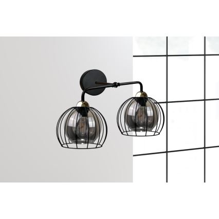 Sienas lampa SOLO BLACK 2xE27/60W/230V melna/zelta