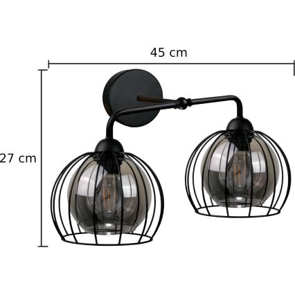 Sienas lampa SOLO BLACK 2xE27/60W/230V melna/zelta