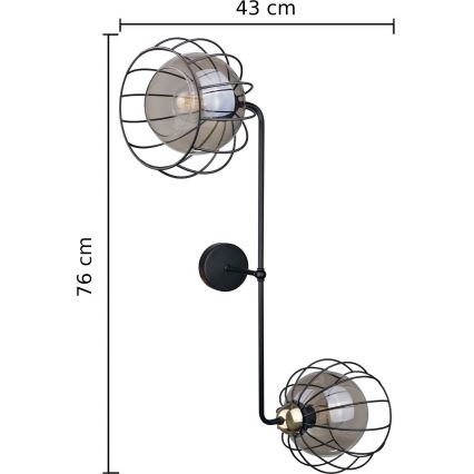Sienas lampa SOLO BLACK 2xE27/60W/230V melna/zelta