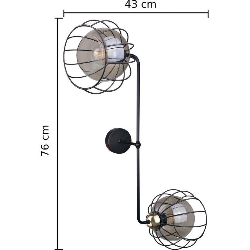 Sienas lampa SOLO BLACK 2xE27/60W/230V melna/zelta