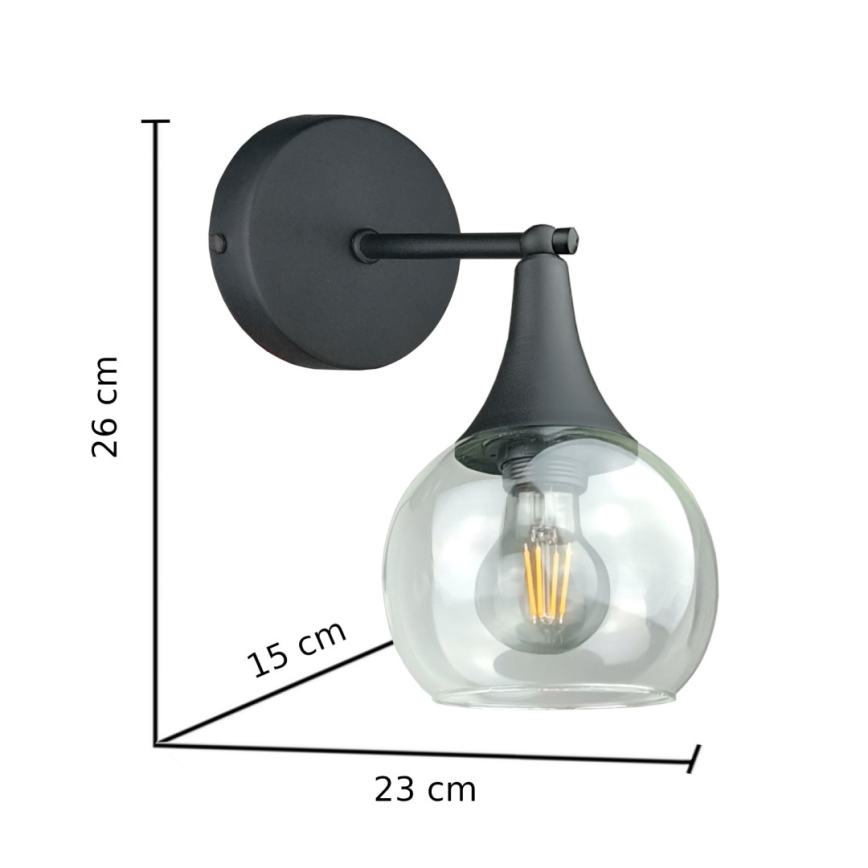 Sienas lampa STAR 1xE27/60W/230V melna/caurspīdīga