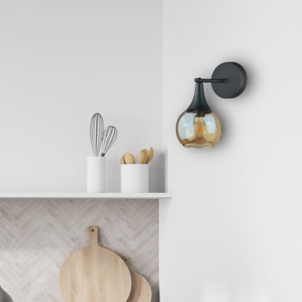 Sienas lampa STAR 1xE27/60W/230V melna/dūmakains bēša