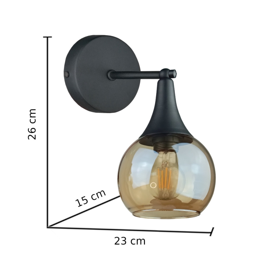Sienas lampa STAR 1xE27/60W/230V melna/dūmakains bēša
