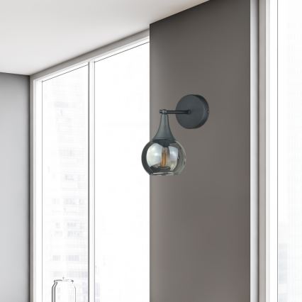 Sienas lampa STAR 1xE27/60W/230V melna/dūmakains melna