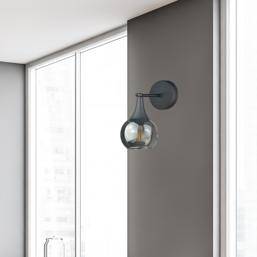 Sienas lampa STAR 1xE27/60W/230V melna/dūmakains melna