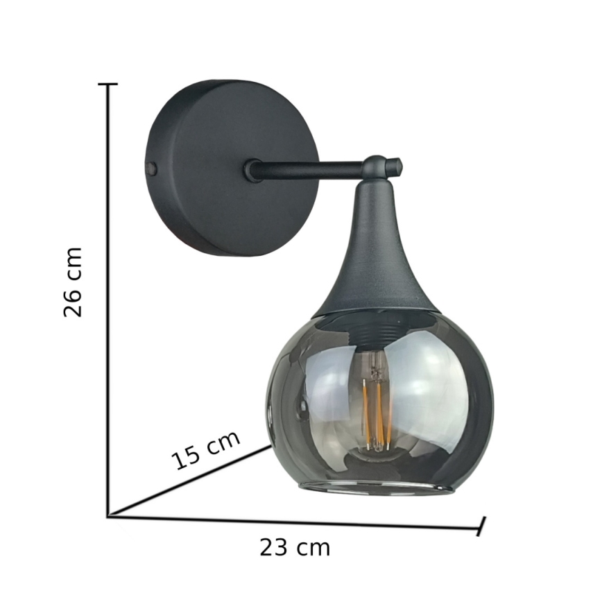 Sienas lampa STAR 1xE27/60W/230V melna/dūmakains melna