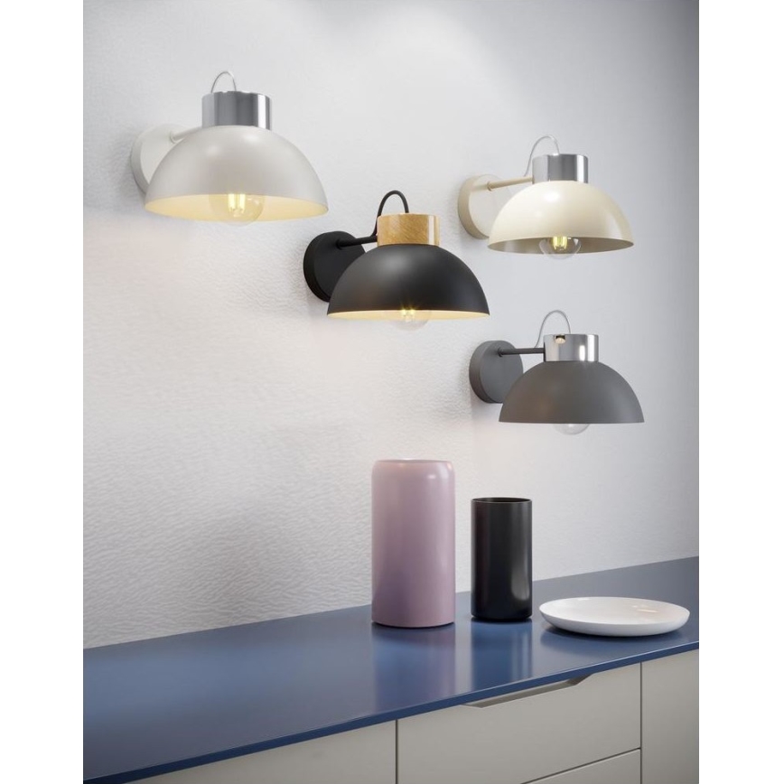 Sienas lampa TEDI 1xE27/60W/230V bēša/spīdīgi hromēts
