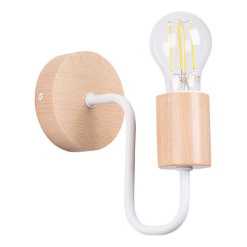 Sienas lampa TIMBO 1xE27/15W/230V balta/bēša/dižskābardis