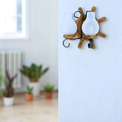 Sienas lampa TIMONA 2xE14/40W/230V dižskābardis - FSC sertificēts