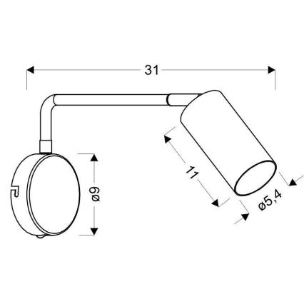 Sienas lampa TINA 1xGU10/15W/230V melna