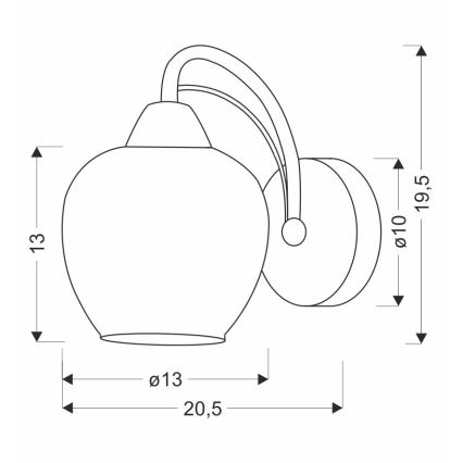 Sienas lampa TOBIAS 1xE27/40W/230V spīdīgi hromēts