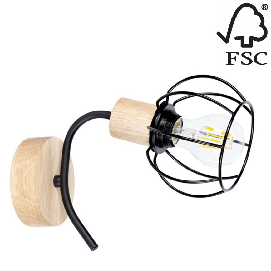 Sienas lampa VIVIANE 1xE27/60W/230V ozolkoka - FSC sertifikāts