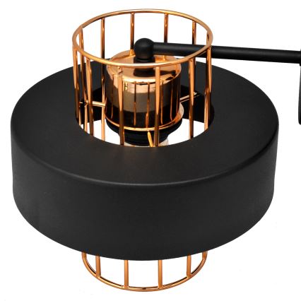 Sienas lampa VOLTA 1xE27/15W/230V 23 cm melna/zeltaina