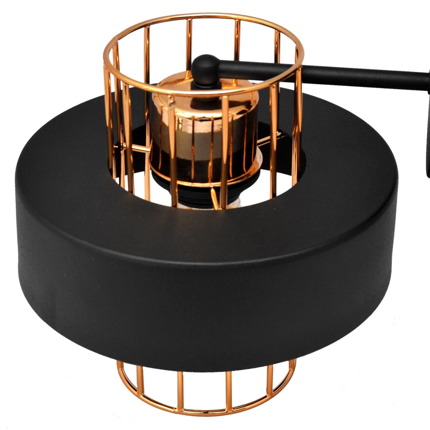 Sienas lampa VOLTA 1xE27/15W/230V 23 cm melna/zeltaina