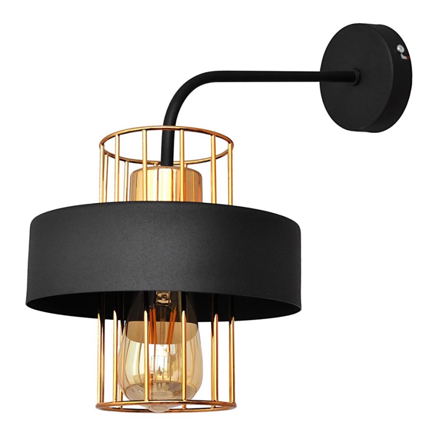 Sienas lampa VOLTA 1xE27/15W/230V 34 cm melna/zeltaina