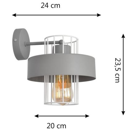 Sienas lampa VOLTA 1xE27/15W/230V pelēka