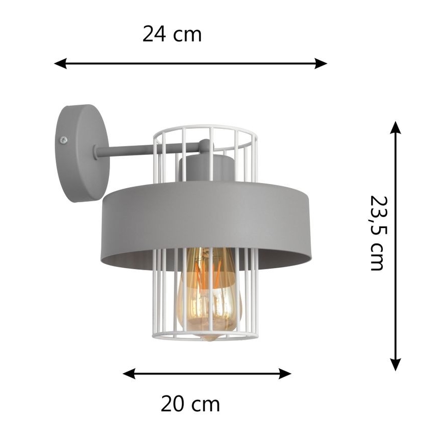 Sienas lampa VOLTA 1xE27/15W/230V pelēka