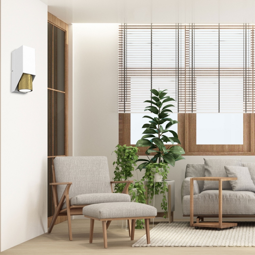 Sienas lampa WALL 1xGU10/8W/230V balta/misiņa