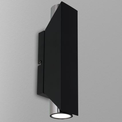 Sienas lampa WALL 2xGU10/8W/230V melna/spīdīgs hroms