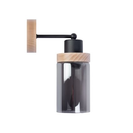 Sienas lampa WOODNEST 1xE27/15W/230V priede/dūmaina melna