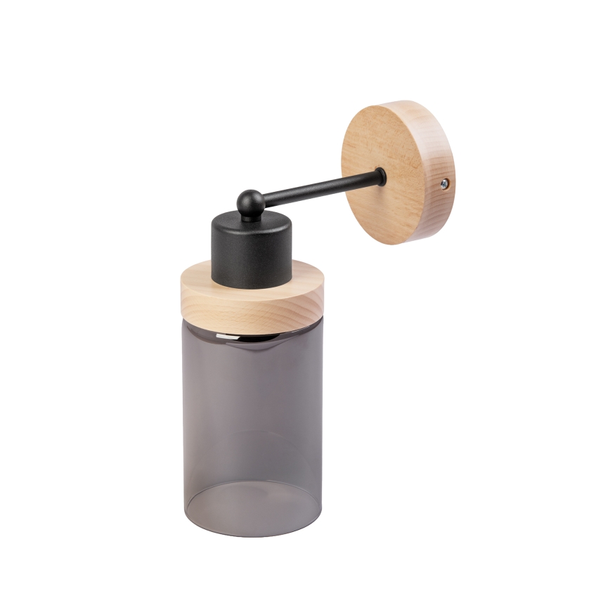 Sienas lampa WOODNEST 1xE27/15W/230V priede/dūmaina melna