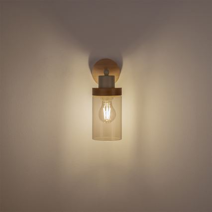 Sienas lampa WOODNEST 1xE27/15W/230V priede/krēmkrāsa