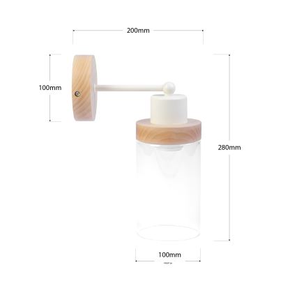 Sienas lampa WOODNEST 1xE27/15W/230V priede/krēmkrāsa