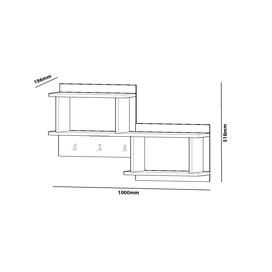Sienas pakaramais ar plauktu NIZZA 51,8x100 cm balts
