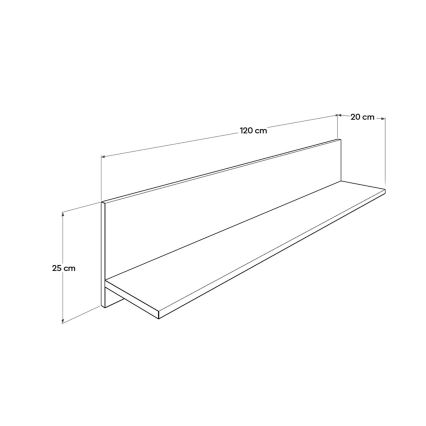 Sienas plaukts 25x120 cm brūna