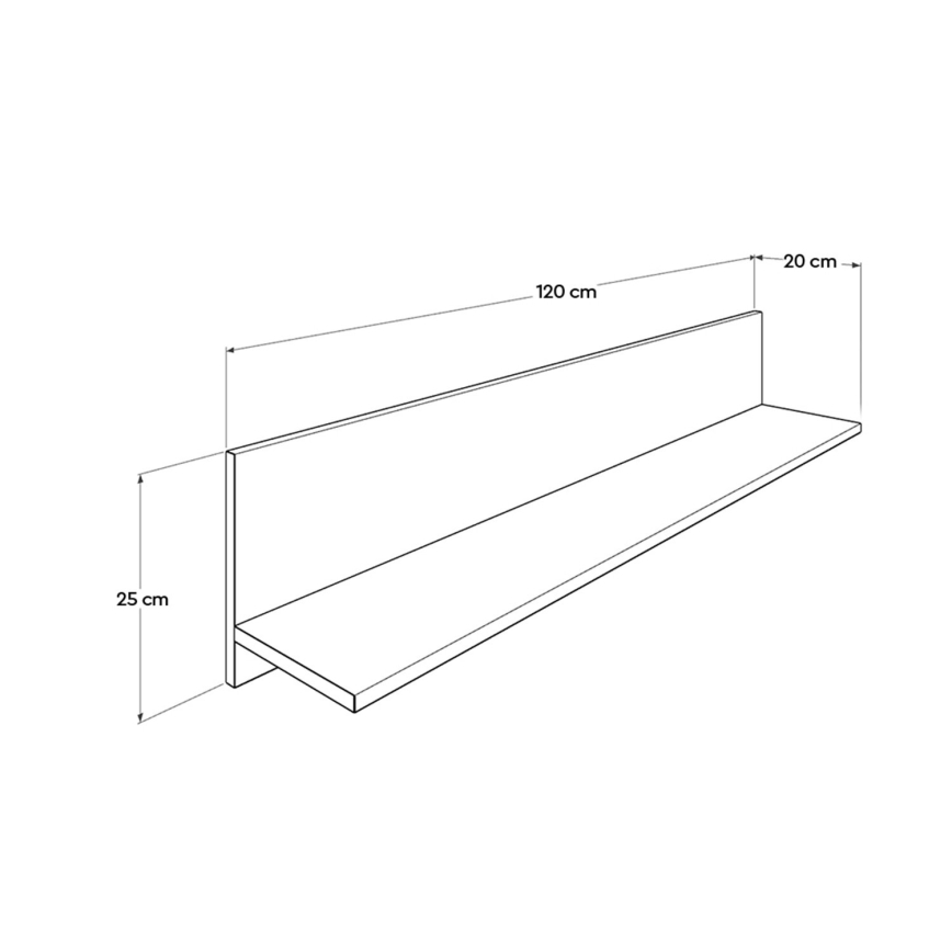 Sienas plaukts 25x120 cm brūna
