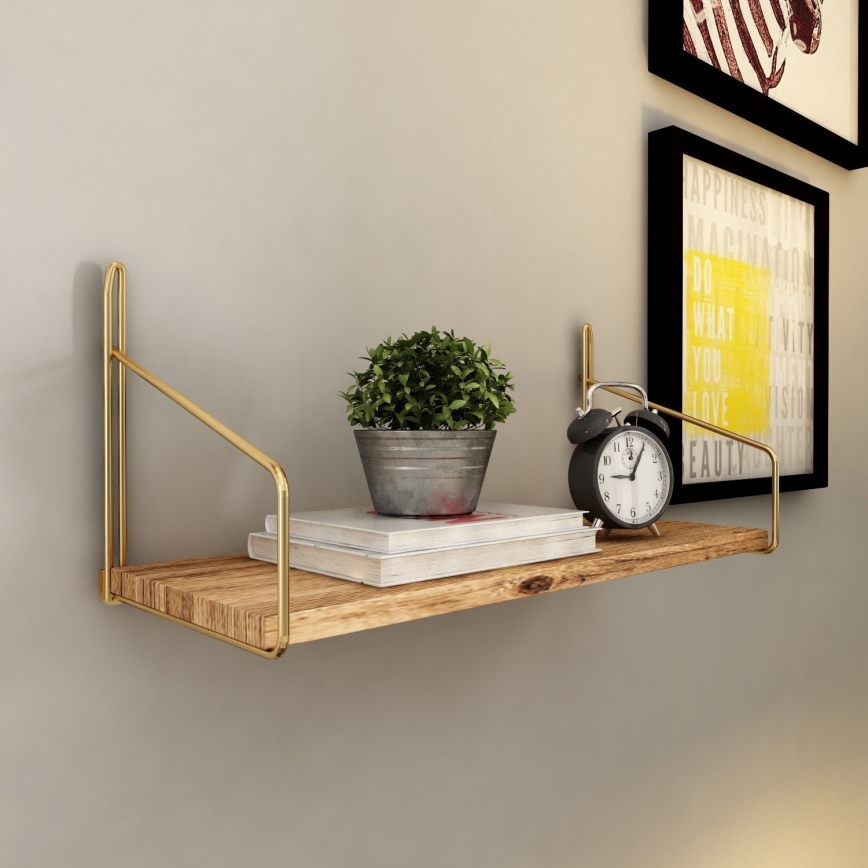 Sienas plaukts 45x16 cm ozols/zelta