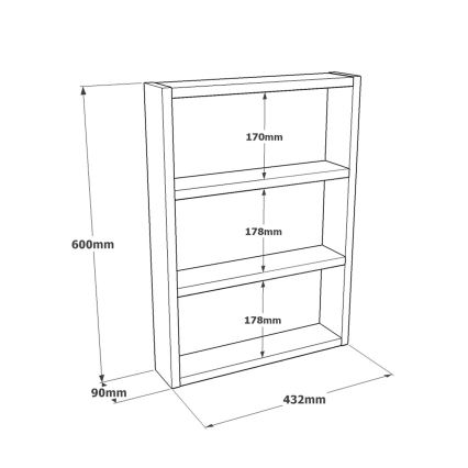 Sienas plaukts 60x43,2 cm balta