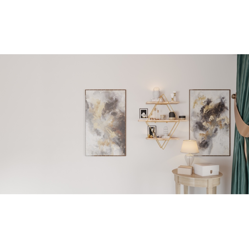 Sienas plaukts 70x60 cm zelta/brūna