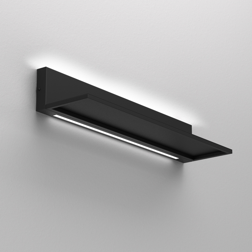 Sienas plaukts ar LED apgaismojumu SHELF 10x60 cm melna