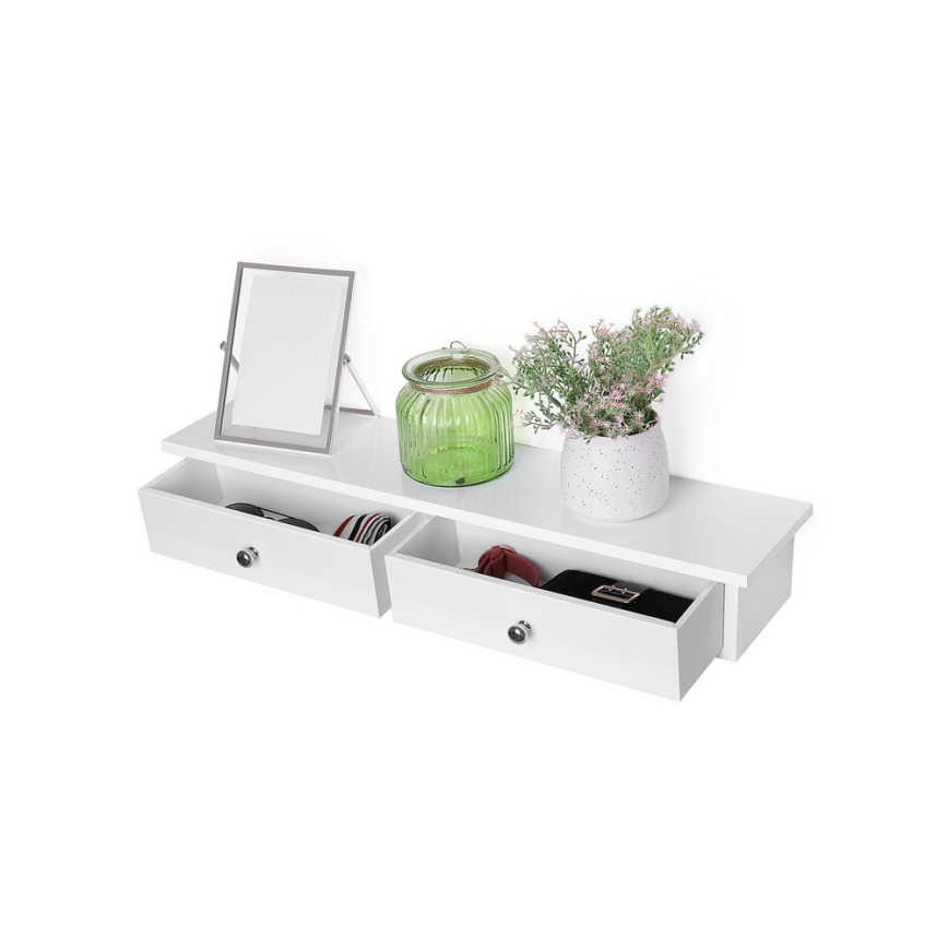Sienas plaukts ar nodalījumiem SHELFY, balts
