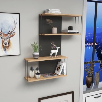 Sienas plaukts DESTAN 65x96x19 cm antracīts/brūns