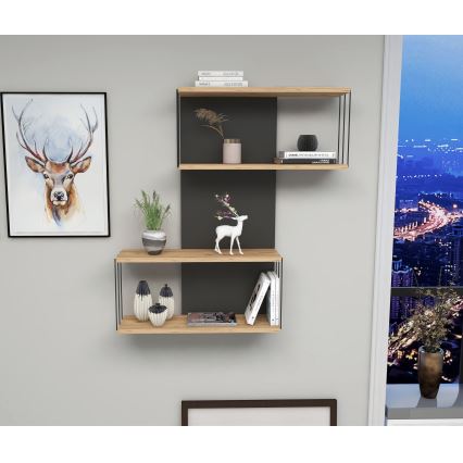 Sienas plaukts DESTAN 96x65 cm antracīts/brūns