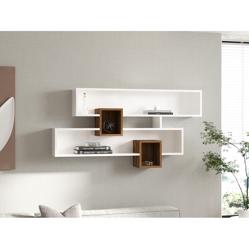 Sienas plaukts KAREN 120x72,2 cm balta/brūna