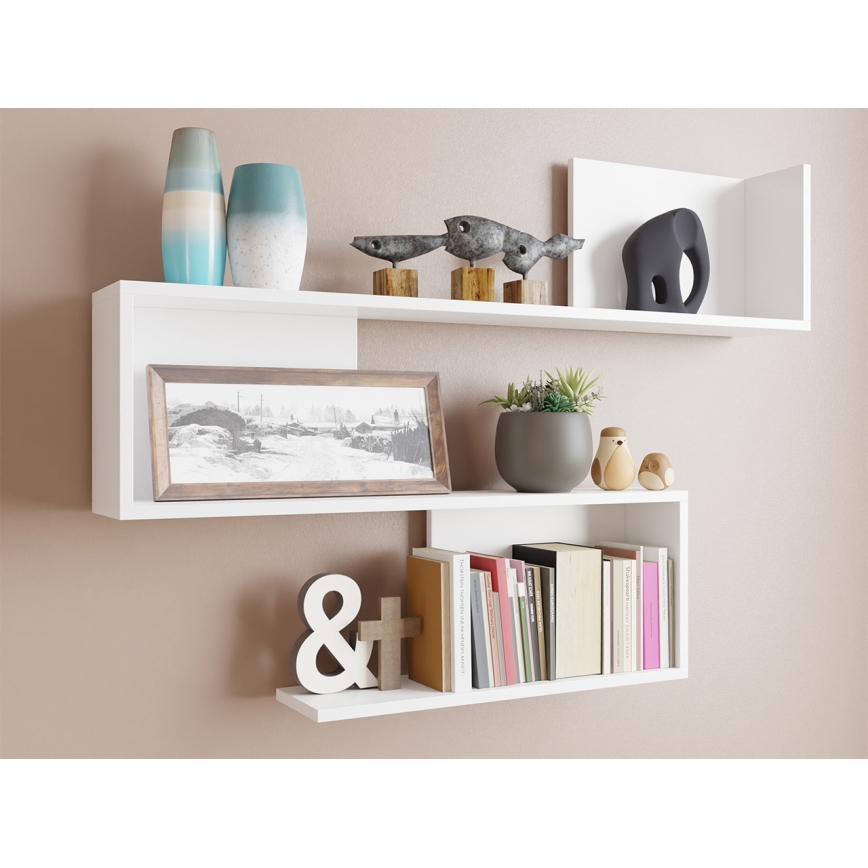 Sienas plaukts MANUNIA 110x80x15 cm balts
