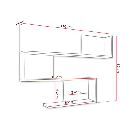 Sienas plaukts MANUNIA 110x80x15 cm balts