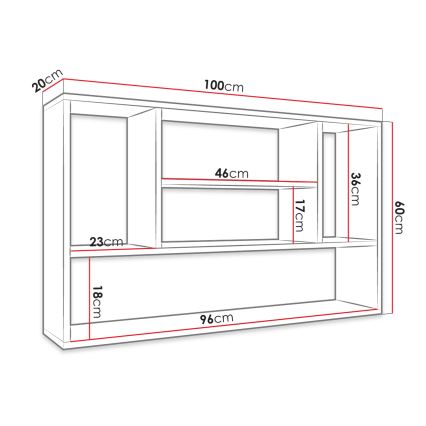 Sienas plaukts PAPIKO 100x60x20 cm balts